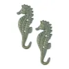 Coastal Seahorse Wall Hook Set Of 2 - Decorative Nautical Hooks For Hanging