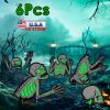 Halloween Skeleton Yard Sign Decorations 6Pcs Glow in the Dark Halloween Skull Fluorescence Lawn Garden Sign with 12 Stakes for Haunted House Garden Y