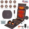 PU Leather Full Body Massage Mat Multifunctional Massage Chair Pad with Heat Timer Shiatsu Neck Foot Massager Lumbar Pillow Carry Bag Earplugs Anti-Sl