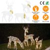 3 Sets of Reindeer Family Lighted 2D Christmas Deer Decoration Warm Yellow Light 3 Lighting Modes Buck Doe Fawn Indoor Outdoor Christmas Decoration
