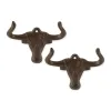 Rustic Ox Wall Hook Set Of 2 - Perfect For Organizing And Decorating