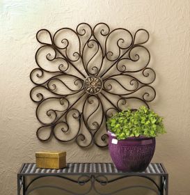 Elegant Scrollwork Wall Art Decor - Intricate Metal Wall Hanging For Home And Office