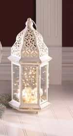 Large Distressed White Lantern - Rustic Decor For Home Or Events