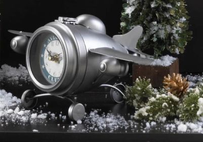 Silver Helicopter Desk Clock