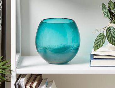 Large Aqua Fish Bowl Vase
