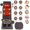 PU Leather Full Body Massage Mat Multifunctional Massage Chair Pad with Heat Timer Shiatsu Neck Foot Massager Lumbar Pillow Carry Bag Earplugs Anti-Sl