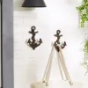 Nautical Anchor Wall Hook Set With Rope - Pack Of 2