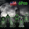Halloween Tombstone Yard Sign Decorations 6Pcs Glow in the Dark Halloween RIP Tombstone Fluorescence Lawn Sign with 12 Stakes for Haunted House Garden