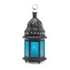 Stunning Blue Glass Candle Lantern - Perfect For Home Decor And Outdoor Events