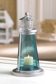 Elegant Blue Glass Candle Lamp For Watch Tower Decor