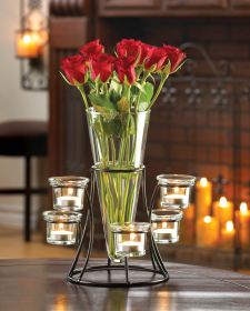 Round Candle Holder Centerpiece With Vase - Elegant Table Decor