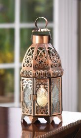 Moroccan Copper Candle Lantern - Decorative Lamp For Ambient Lighting