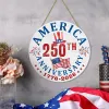 1 pc Wooden plaque decoration for the 250th anniversary of American Independence Day, circular doorplate pendant, wall decoration