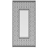 Reversible Outdoor Rug, Waterproof Plastic Straw with Carry Bag, 9' x 18', Black & White Gourd Border