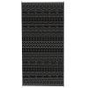 Reversible Outdoor Rug, Waterproof Plastic Straw with Carry Bag, 9' x 18', Black & Gray Geometric Wall