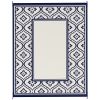 Reversible Outdoor Rug, Waterproof Plastic Straw with Carry Bag, 8' x 10', Blue & White Gourd Border