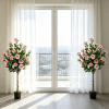 Artificial Camellia Tree with 27 Blossoms in Cement Pot for Home Decor Fake Camellia Tree