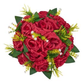 Flower Balls Arrangement Bouquet 10 PCS, 9.5-Inch Wedding Red Roses Centerpieces