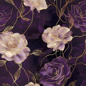 Dark Floral Wallpaper Peel and Stick Purple/Gold Rose Flower Contact Paper Wall Paper Waterproof Self-Adhesive Wall Covering for Bedroom Countert