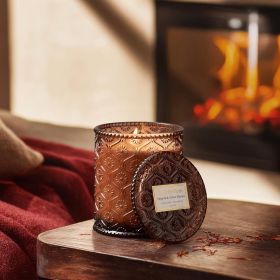 Christmas Candle | Hearth & Velvet Flames | Saffron, Clove & Vanilla | 6 oz Natural Soy Wax | 40-Hour Clean Burn | Christmas Gift for Women & Fam