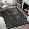 MAVAL Black Washable Rug 5x8 Area Rug (Black+Gray, 5' x 8') Modern, Contemporary, Non-Shedding & Easy to Clean, Ideal for Living Room, Bedroom
