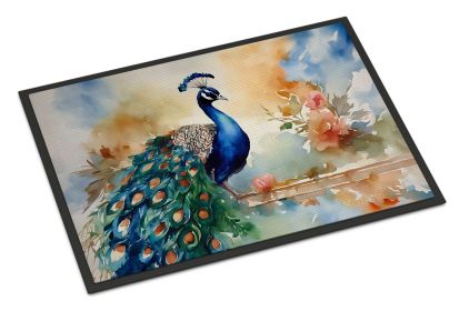 NEW Peacock Doormat Front Door Mat Indoor Outdoor Rugs for Entryway, Non Slip Washable Low Pile, 18H X 27W