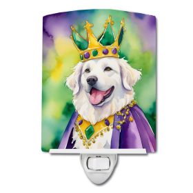 NEW Kuvasz King of Mardi Gras Ceramic Night Light Compact, UL-Certified, Ideal for Bedroom, Bathroom, Nursery, Hallway, Kitchen, 6x4x3, Multicolor