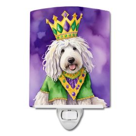 NEW Komondor King of Mardi Gras Ceramic Night Light Compact, UL-Certified, Ideal for Bedroom, Bathroom, Nursery, Hallway, Kitchen, 6x4x3, Multicolor
