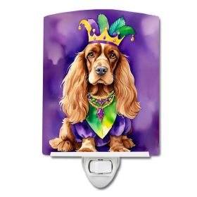 NEW English Cocker Spaniel King of Mardi Gras Ceramic Night Light Compact, UL-Certified, Ideal for Bedroom, Bathroom, Nursery, Hallway, Kitchen, 6x4x3