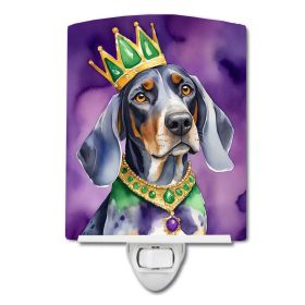 NEW Bluetick Coonhound King of Mardi Gras Ceramic Night Light Compact, UL-Certified, Ideal for Bedroom, Bathroom, Nursery, Hallway, Kitchen, 6x4x3
