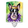 NEW Boston Terrier King of Mardi Gras Ceramic Night Light Compact, UL-Certified, Ideal for Bedroom, Bathroom, Nursery, Hallway, Kitchen, 6x4x3