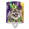 NEW Keeshond King of Mardi Gras Ceramic Night Light Compact, UL-Certified, Ideal for Bedroom, Bathroom, Nursery, Hallway, Kitchen, 6x4x3, Multicolor