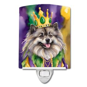 NEW Keeshond King of Mardi Gras Ceramic Night Light Compact, UL-Certified, Ideal for Bedroom, Bathroom, Nursery, Hallway, Kitchen, 6x4x3, Multicolor