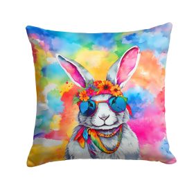 NEW Hippie Animal Rabbit Throw Pillow Machine Washable, Indoor Outdoor Decorative Pillow for Couch, Bed or Patio, 14Hx14W