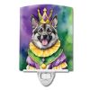 NEW Norwegian Elkhound King of Mardi Gras Ceramic Night Light Compact, UL-Certified, Ideal for Bedroom, Bathroom, Nursery, Hallway, Kitchen, 6x4x3