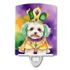 NEW Maltipoo King of Mardi Gras Ceramic Night Light Compact, UL-Certified, Ideal for Bedroom, Bathroom, Nursery, Hallway, Kitchen, 6x4x3, Multicolor