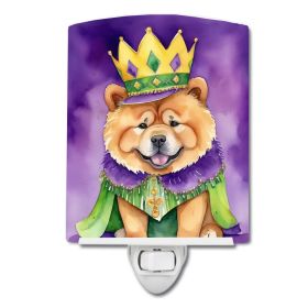 NEW Chow Chow King of Mardi Gras Ceramic Night Light Compact, UL-Certified, Ideal for Bedroom, Bathroom, Nursery, Hallway, Kitchen, 6x4x3, Multic