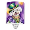NEW Bichon Frise King of Mardi Gras Ceramic Night Light Compact, UL-Certified, Ideal for Bedroom, Bathroom, Nursery, Hallway, Kitchen, 6x4x3