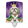 NEW Lhasa Apso King of Mardi Gras Ceramic Night Light Compact, UL-Certified, Ideal for Bedroom, Bathroom, Nursery, Hallway, Kitchen, 6x4x3, Multicolor