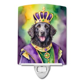NEW Curly-Coated Retriever King of Mardi Gras Ceramic Night Light Compact, UL-Certified, Ideal for Bedroom, Bathroom, Nursery, Hallway, Kitchen, 6x4x3
