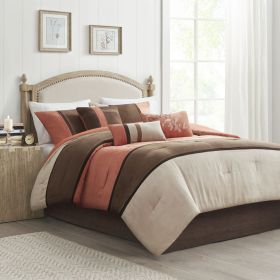 7 Piece Faux Suede Comforter Set Coral Cal King