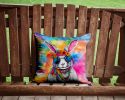 NEW Hippie Animal Rabbit Throw Pillow Machine Washable, Indoor Outdoor Decorative Pillow for Couch, Bed or Patio, 14Hx14W