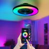 23-inch Black Ceiling Fan Light with LED RGB – Dimmable & Color-Changing, APP & Remote Control, Modern Smart Ceiling Fan for Living Room, Bedroom
