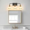 23" Modern 3-Light Vanity Wall Sconce - Black and Gold Bathroom Light Fixture with Clear Glass Shades, Industrial Wall Mounted Lamp for Mirror, Vanity