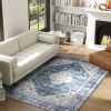 4x6 Area Rug, Vintage Washable Rug, Non-Slip Floor Carpet for Living Room, Bedroom, Dining Room, Blue