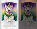 NEW English Bull Terrier King of Mardi Gras Ceramic Night Light Compact, UL-Certified, Ideal for Bedroom, Bathroom, Nursery, Hallway, Kitchen, 6x4x3