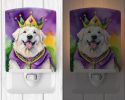 NEW Great Pyrenees King of Mardi Gras Ceramic Night Light Compact, UL-Certified, Ideal for Bedroom, Bathroom, Nursery, Hallway, Kitchen, 6x4x3