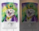 NEW Kuvasz King of Mardi Gras Ceramic Night Light Compact, UL-Certified, Ideal for Bedroom, Bathroom, Nursery, Hallway, Kitchen, 6x4x3, Multicolor