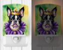 NEW Boston Terrier King of Mardi Gras Ceramic Night Light Compact, UL-Certified, Ideal for Bedroom, Bathroom, Nursery, Hallway, Kitchen, 6x4x3