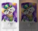 NEW Bichon Frise King of Mardi Gras Ceramic Night Light Compact, UL-Certified, Ideal for Bedroom, Bathroom, Nursery, Hallway, Kitchen, 6x4x3